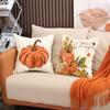Thanksgiving Pillow Covers,Pumpkin & Autumn Leaf Design, Soft Flannel Sofa Cushion Covers for Home Decor,45x45cm, No Pillow Insert