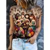Summer Fashionable Round Neck Short Sleeved T-shirt Comfortable Breathable Creative Portrait 3d Printed Loose Women's Commuter Versatile T-shirt