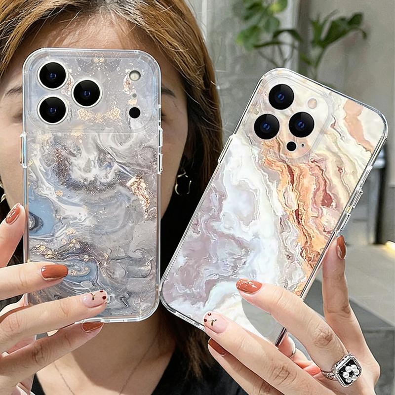 Gilding Marble Pattern Case For iPhone 17 Pro Max Coque iPhone 16 15 14 13 12 Pro Max 11 Clear TPU Silicone Soft Cover
