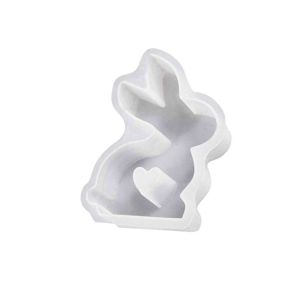 3D Heart Bunny Silicone Mold for Candle Making Soap Crafting Resin Casting Flexible Non-Stick Material Suitable for DIY Art Projects