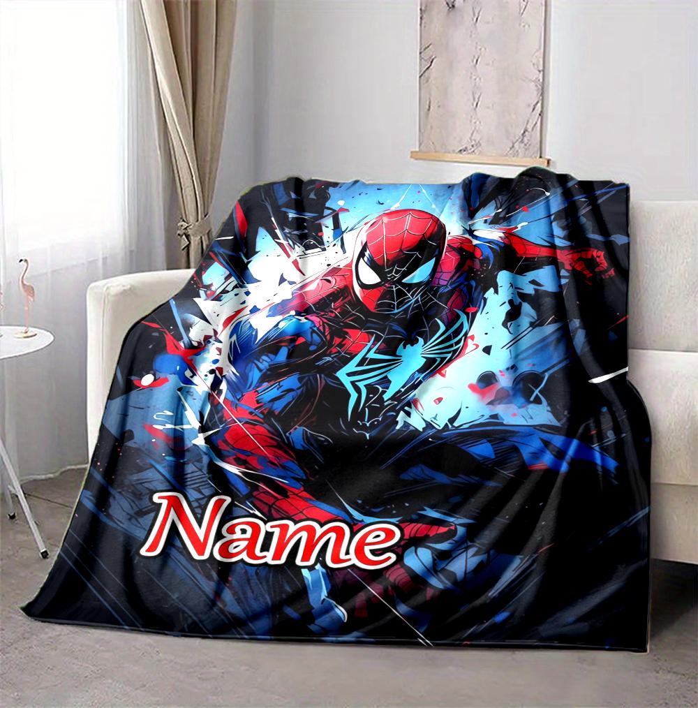 Custom Name Spider-Man Suit Flannel Blanket Throw Blanket Soft Warm Sofa Bed Decor Unique Gift