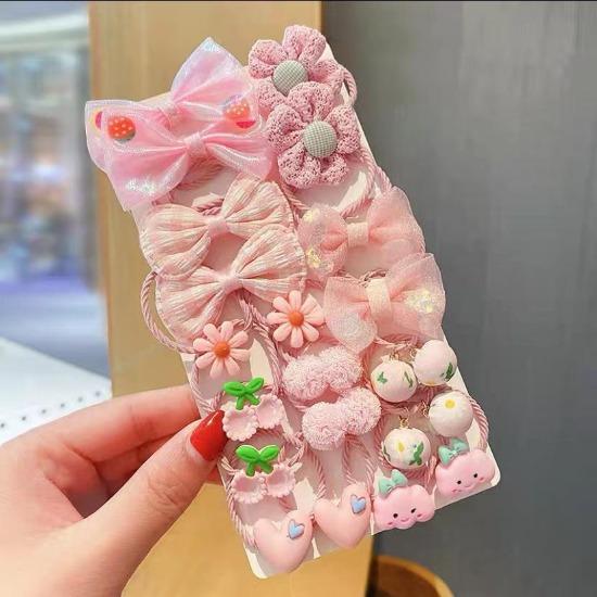 Kawaii Flower Bow Scrunchies Set Children Gift Girls Elastic Hair Rubber Bands Accessories Tie Hair Ring Rope Headdress Headwear