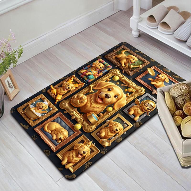 Golden Paws Frames Pattern Rug Floor Mat for Living Room or Bedroom Soft and Comfortable Carpet a Gift for Birthday and Holiday.