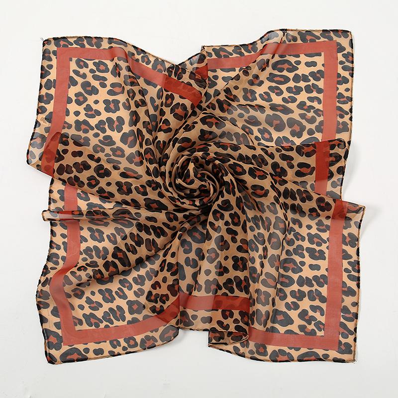 

Summer Chiffon Leopard Print Square Scarf Woman Small Scarves Fashion Decorative Scarves Neckerchief Handkerchief 68*68cm