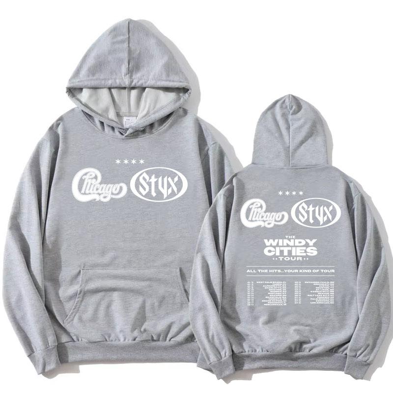 The Windy Cities Tour 2026 Hoodies Chicago and Styx Graphic Print Sweatshirts Hooded Long Sleeve Pullovers Fashion Tops