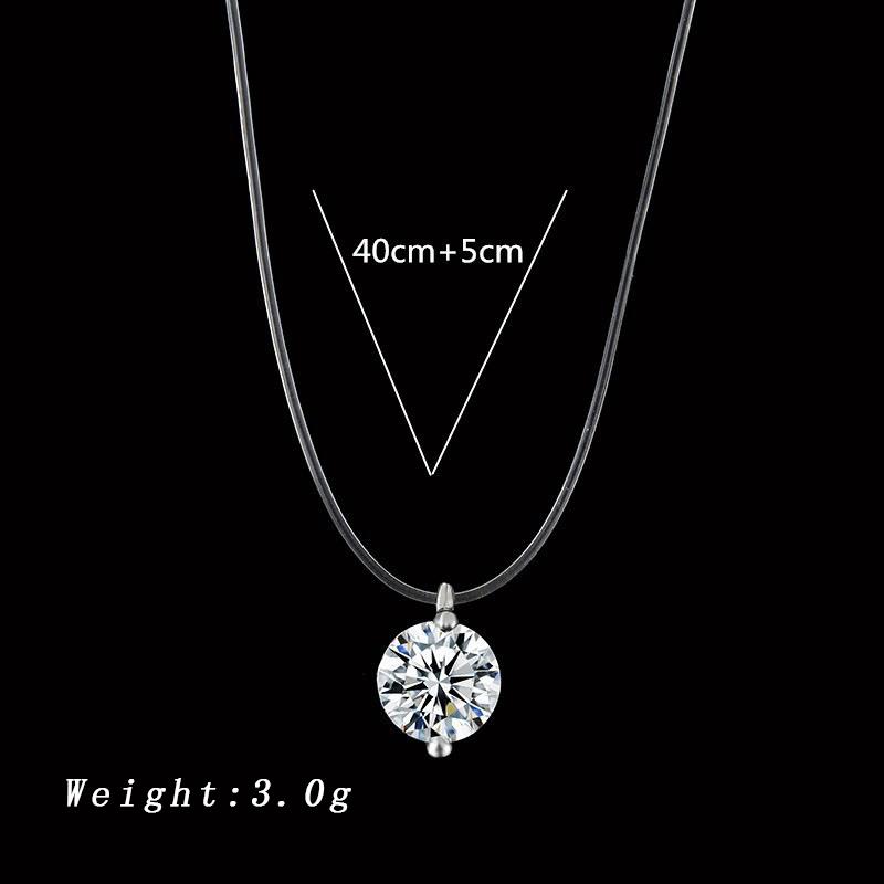 Simple Round Single Rhinestones Pendant Necklaces for Women Trendy Transparent Fishing Line Short Chokers Party Neck Jewelry