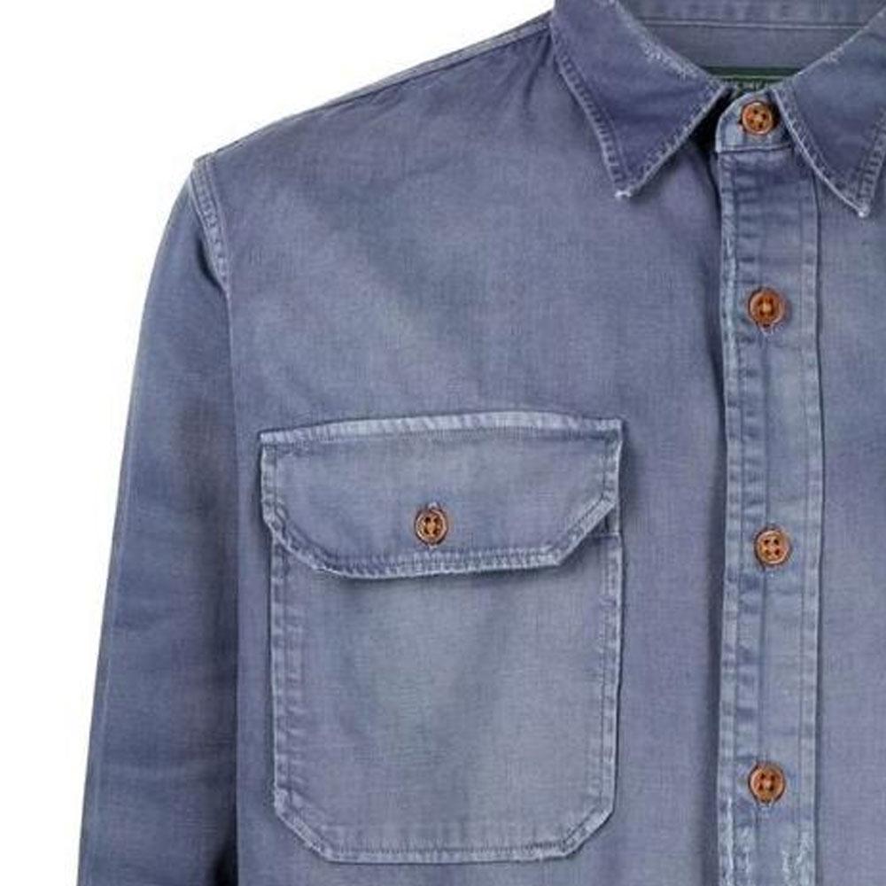 Polo Ralph Lauren Solid Color Single-Breasted Polo Collar Long Sleeve Shirt Men shirts Blue 710878847-001