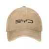 BYD Logo Car Brand Washed Baseball Cap Fashion Trucker Hat Tennis Skate SunProof Unisex Fashionable Duckbill Cap