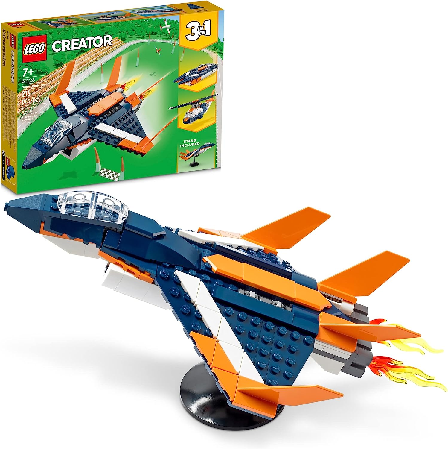 

LEGO Creator 3 в 1 Supersonic-Jet 31126 Набор строительных игрушек для детей, мальчиков и девочек в возрасте от 7 лет (215 штук)