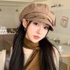 Korean Style Fine Plaid Beret Solid Color Spring Painter Cap Versatile Ruffle Octagonal Hat  Work