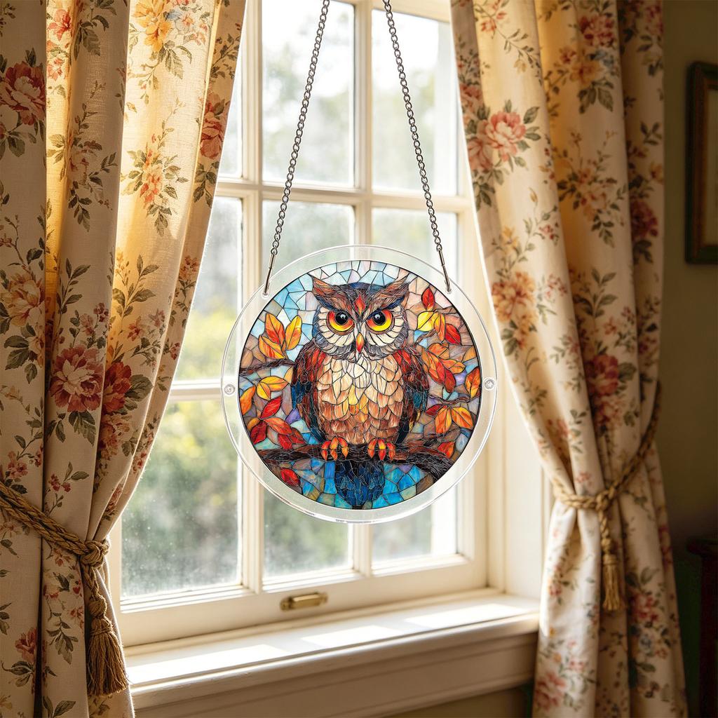 Acrylic Jigsaw Puzzle Suncatcher Window Hanging Ornament with Swan and Water Lily Print for Home and Office Decoration
