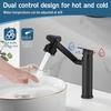 Bathroom faucet, 1080° rotatable bathroom fittings with 2 G3/8 hoses, sink faucet with 2 water outlet modes, hot cold mixer battery for bathroom kitch