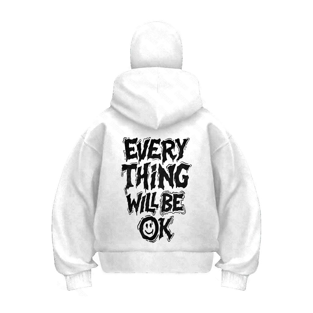 Alphabet Loose Breathable Zipper Hooded Sweatshirt Loose Men's  Harajuku Ins Casual Style Top