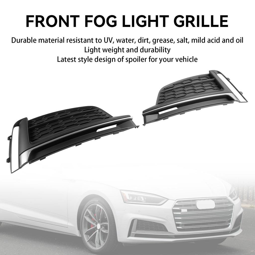 2PCS Front Bumper Fog Light Grille Cover Trim 8W6807682FRU6 8W6807681FRU6 Fit A5 S-Line S5 2018-2019