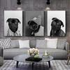 Fashion Black White Dog Poster Funny Animal Canvas Painting Decoration Nordic Wall Art Pictures Print Living Room Home Decor