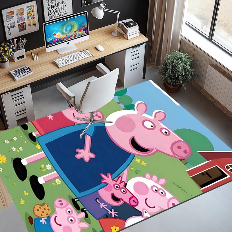 Peppa Pig Pattern Rug, Indoor/Outdoor Mat, for Picnic, Gameroom, Bedroom, Office, Living Room, Home Decor Carpet, Birthday Gift