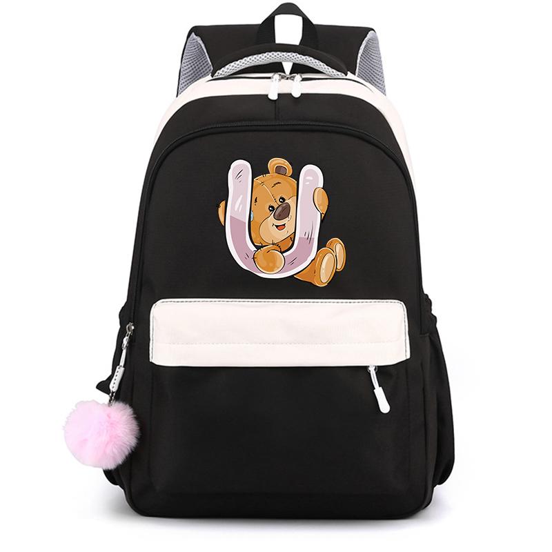 Mały Miś 26 Angielskich Liter Tornister Kawaii Uczeń Tornister Cartoon Bookbag Plecak Mochilas Plecak Nastolatek dla Dziewczynki Prezent