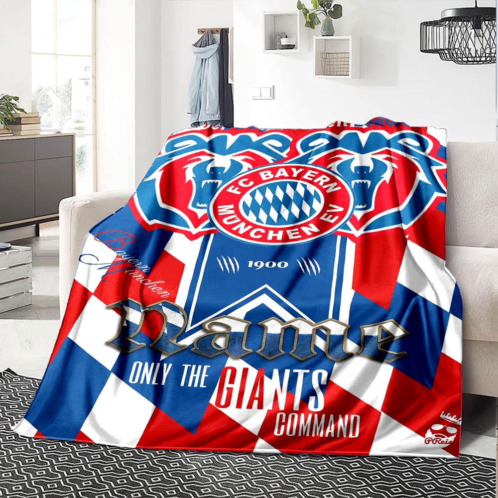 Custom Name Bayern Munich Theme Printed Blanket Perfect For Couch Bed Travel Outdoor Use Machine Washable Cozy Durable