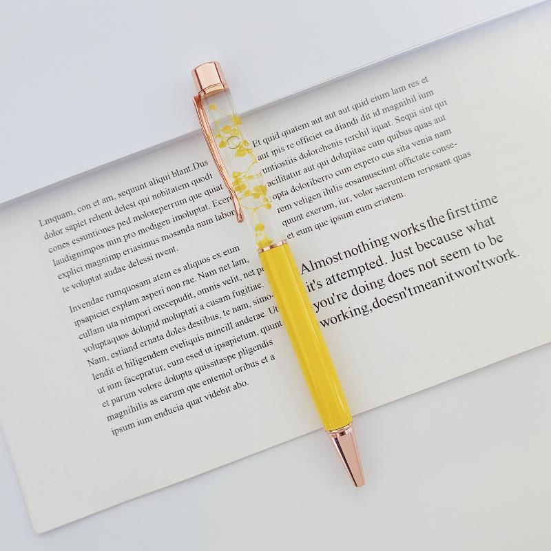 Dárkové pero Kreativní Malé Čerstvé Ručně vyráběné Pero se Sušenými Květinami Olejované Kovové Kuličkové Pero Maturitní Dárek Kancelářský Dárek Pro Studenta