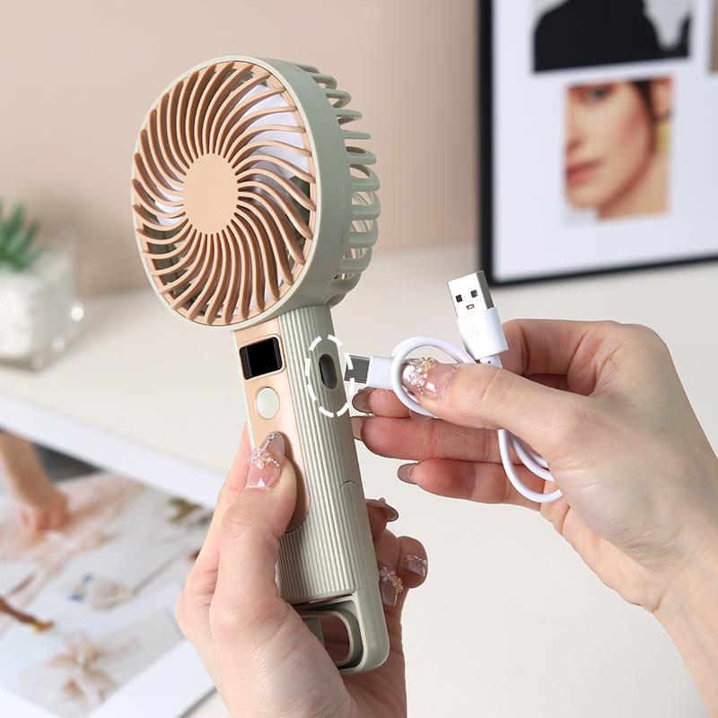 Portable USB Rechargeable Handheld Fan: 120 Speeds, Dual-Use, Compact Digital Display