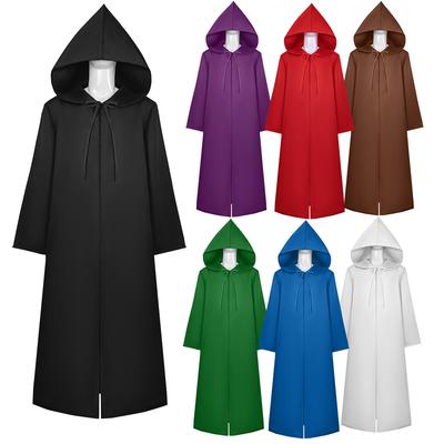 Adult Halloween Cloak Hooded Medieval Costume Witch Witchcraft Vampire Halloween Costume Wizard Cloak Robe Dress Coat