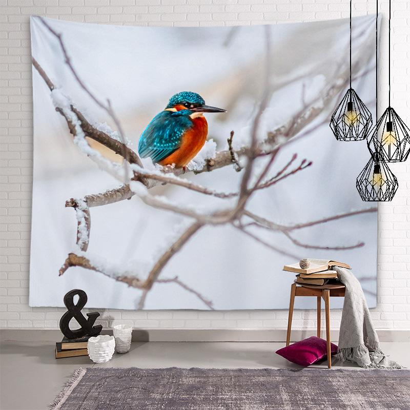 Tapiserie Kingfisher Artă de perete cu păsări Tapiserie decorativă Kawaii Cameră pentru copii Sufragerie Dormitor Cameră Estetică Decor interioară