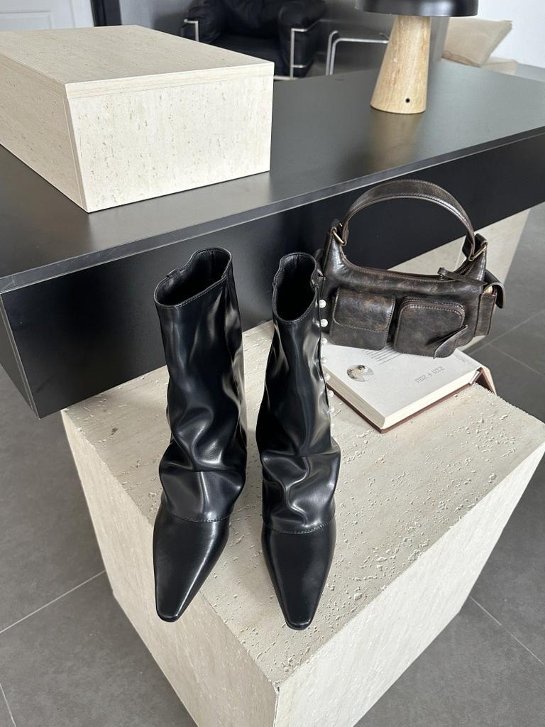 Tai Cool Fried Street Pant Pants Boots Are Popular This Year, Pearl White Pointed Wedges But Mid-knee Boots