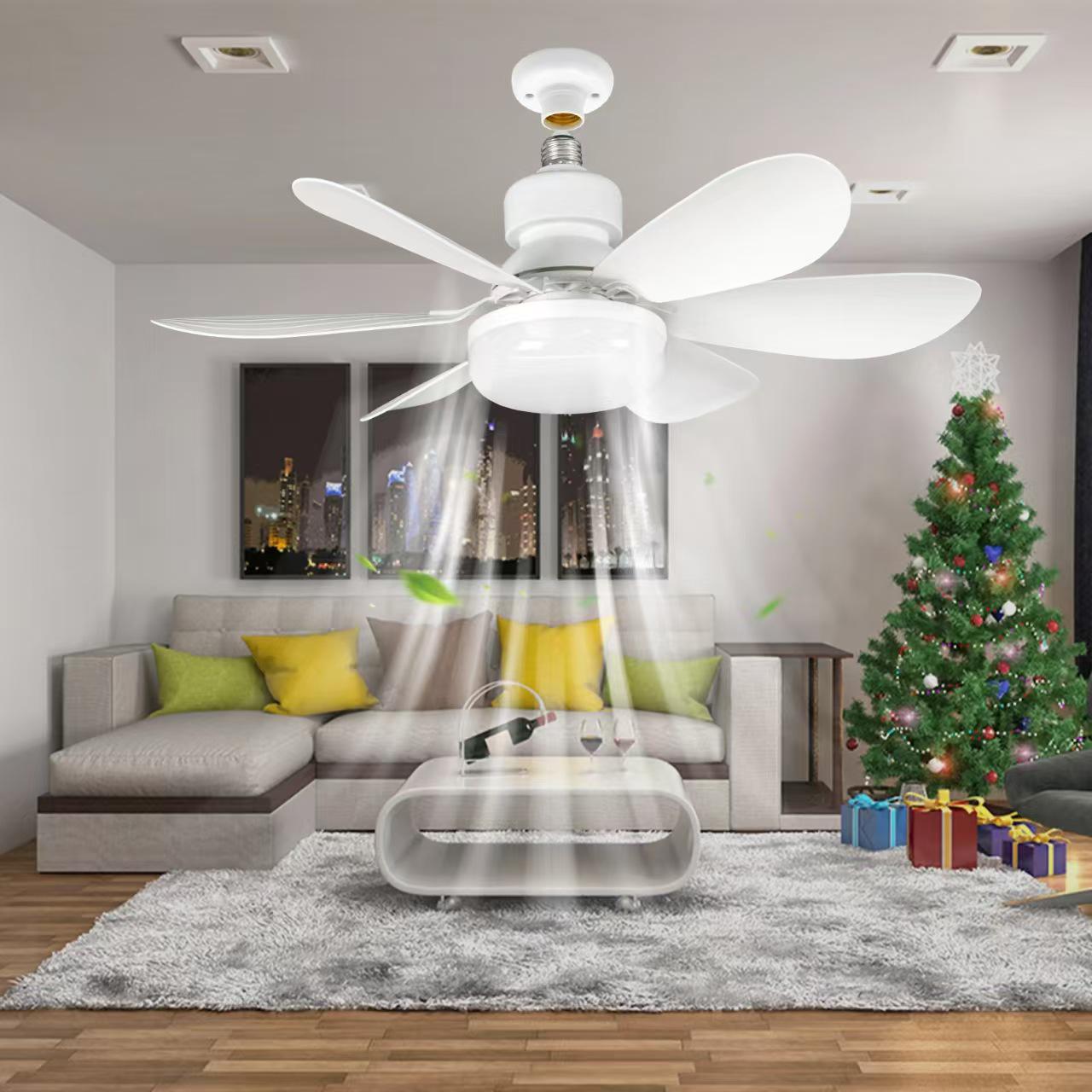 

Flower-Shaped Six-Leaf Ceiling Fan with Dimmable LED Light, Color-Adjustable, Three-Speed for Bedroom, Dorm, or Restaurant