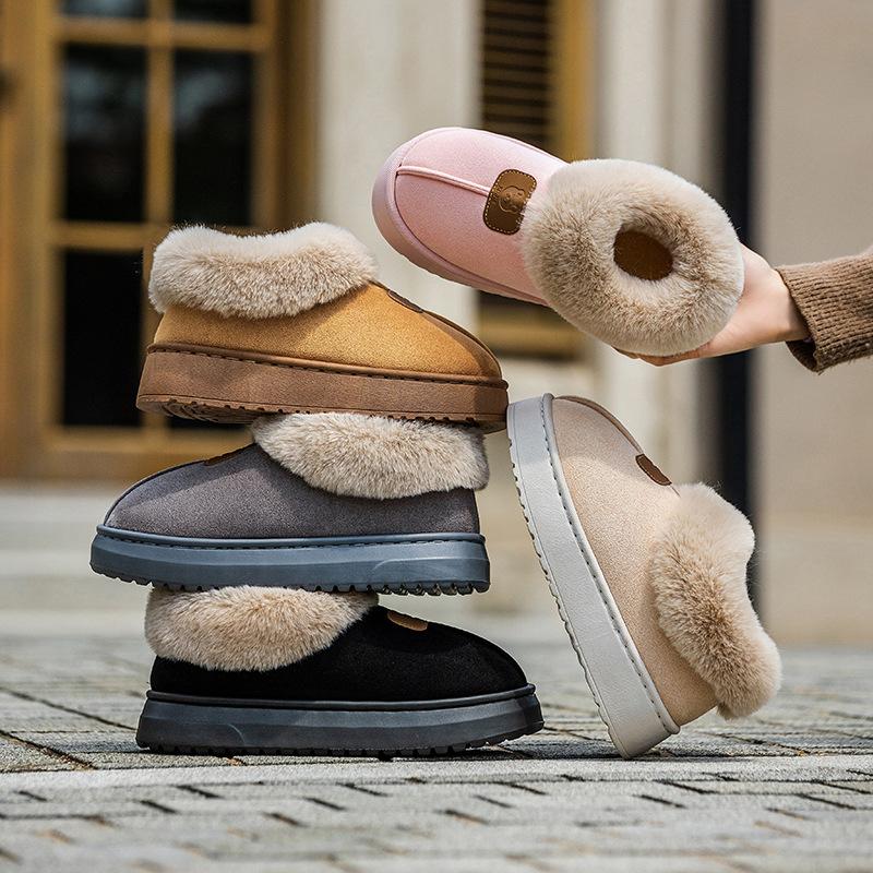 Heel cotton slippers autumn and winter indoor wear-resistant soft sole warm home dormitory couple velvet shoes