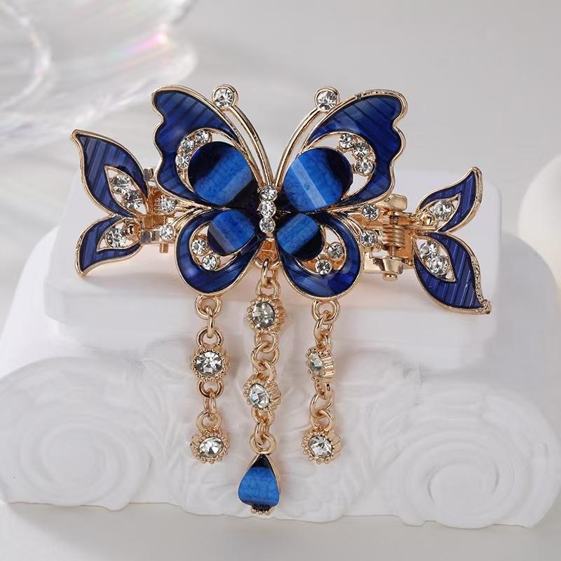 Fashion Crystal Butterfly Women's Hair Clip Colorful Rhinestone Elegant Kawaii Girl Tassels Hair Accessory Hair Clip Headband