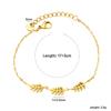 Fashion Design Zircon Splicing Metal Chain Personality Trend Twist Chain Bracelet Stainless Steel Plated 18K Gold Jewelry