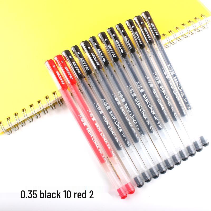 Student Use Ballpoint Pen - 0.35mm Water-Based Black, Red, Blue-Black Ink, Large Capacity