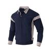 Autumn Winter Casual Texture Corduroy Fabric Contrasting Single Breasted Long Sleeved Men's Fashion Casual POLO Shirt