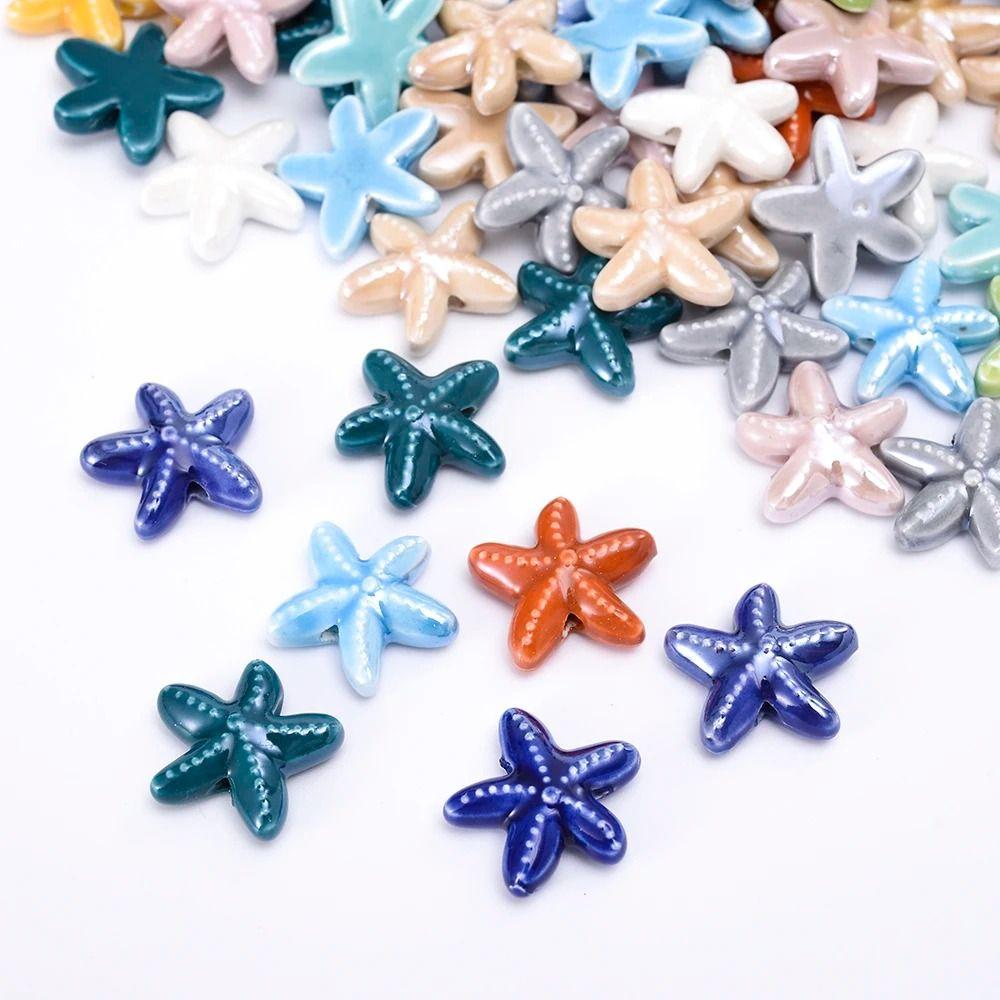 10pcs Handmade Craft Ceramic Spacer Loose Beads Ceramic Jewelry Making Material Starfish Bead Women