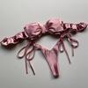 Sexy 2 Pieces Pink Bandeau Bikini 2024 Women Swimsuit Thong Swimwear Big Bow Bikinis Ruffle Korean Beach Wear Y2K Bathing Suit