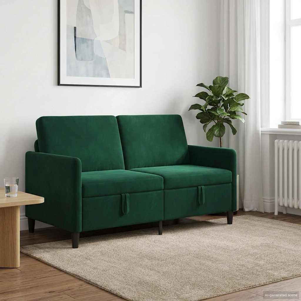 Storage Sofa in Dark Green 152 x 78 x 87 cm Polyester