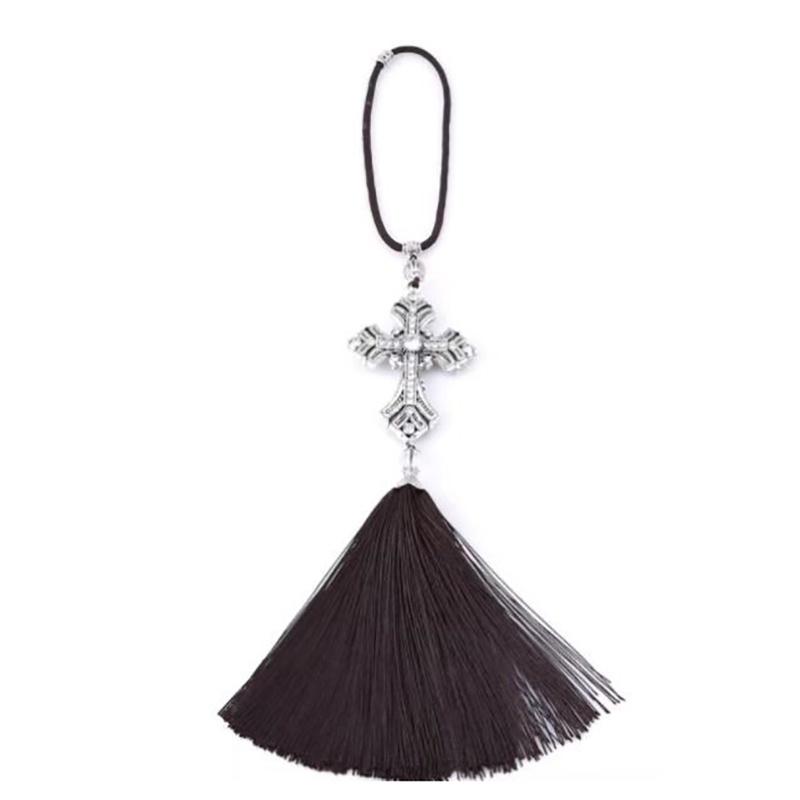 Car Pendant Cross Decoration Stylish Alloy Crystal Diamond Hanging Ornament