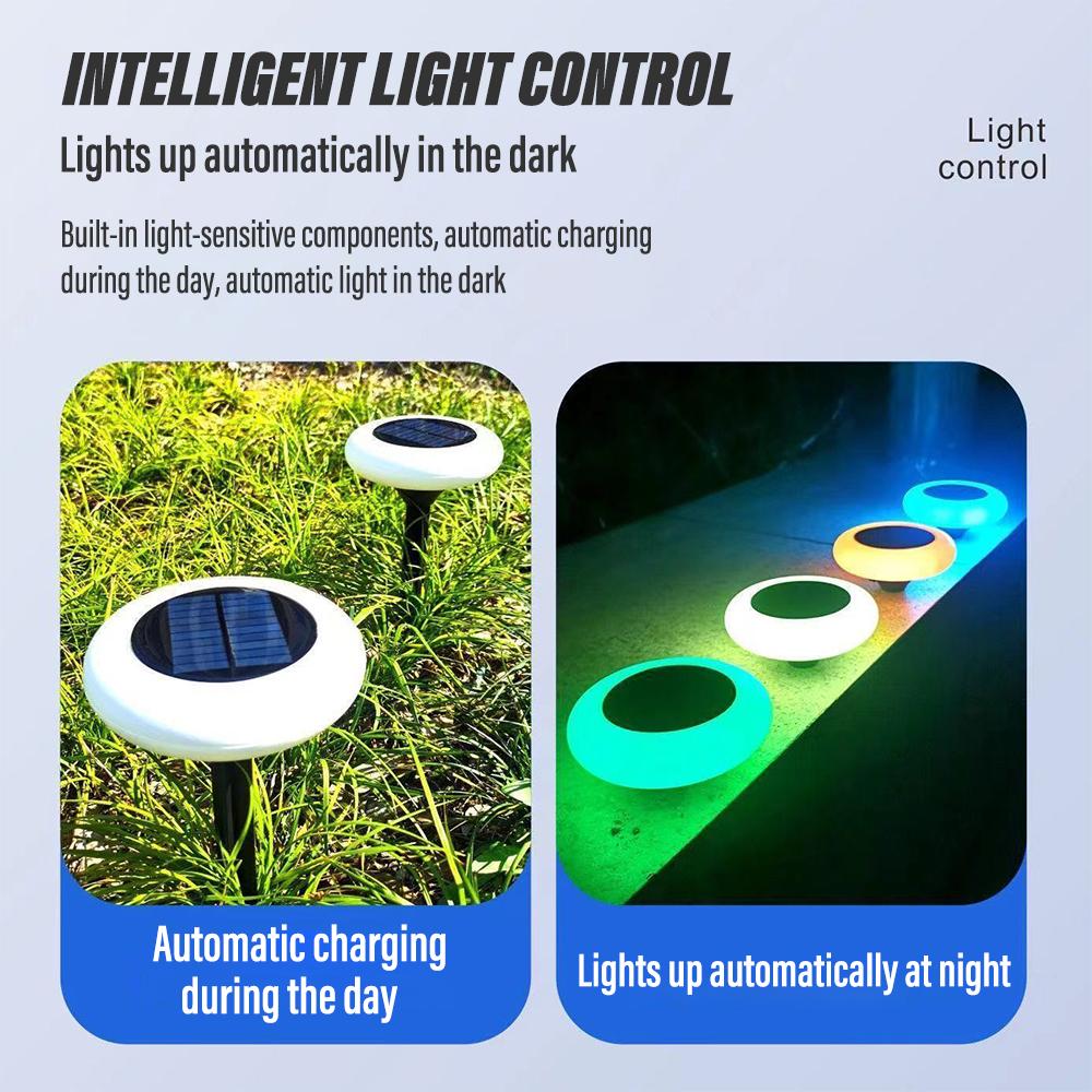 Solar Powered UFO Shaped Ground Lamp Multi-coloured Light Waterproof Outdoor Light for Lawn Garden Landscape Pathway Park Home