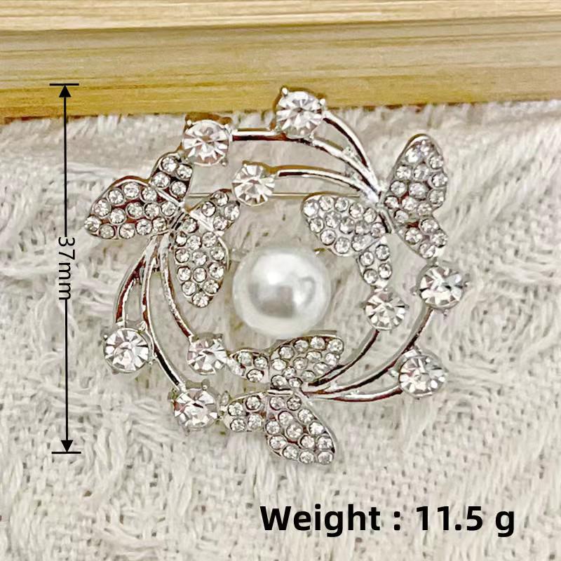 European & American Rhinestone Retro Gypsophila Eight-Pointed Star Brooch for Sweaters & Scarves