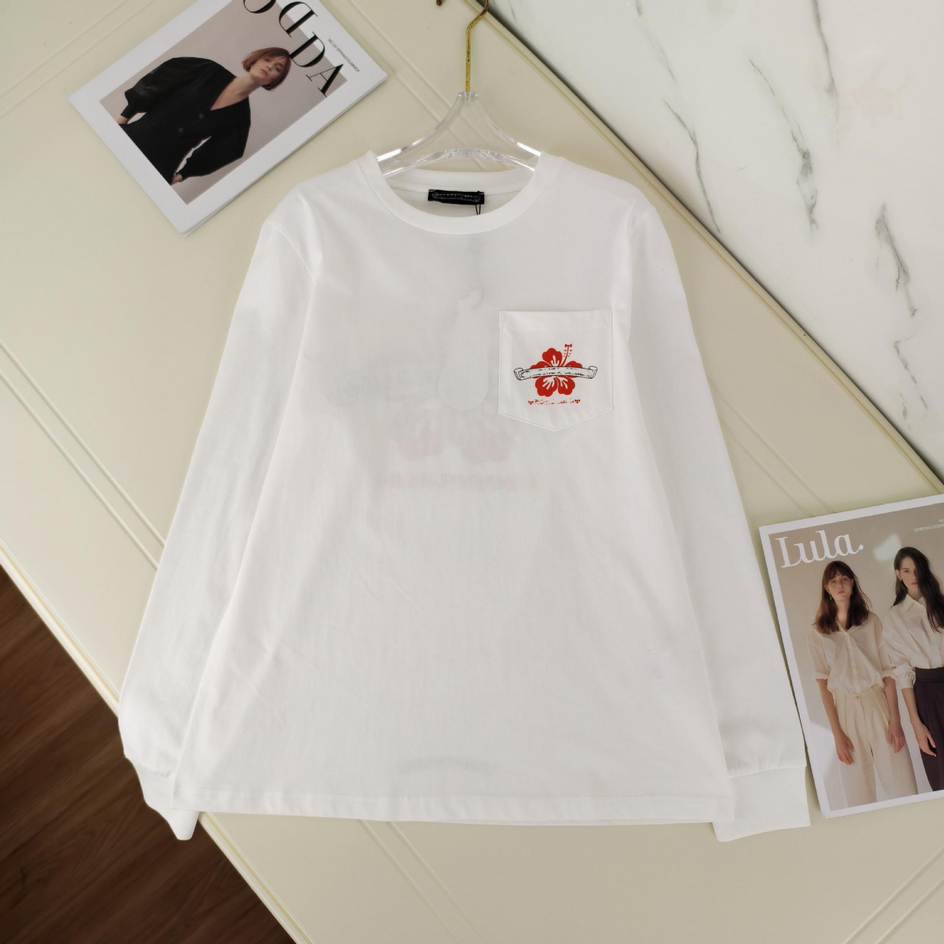 Women s 2025 Autumn/Winter Sanskrit Print Loose Long Sleeve Top Large белый