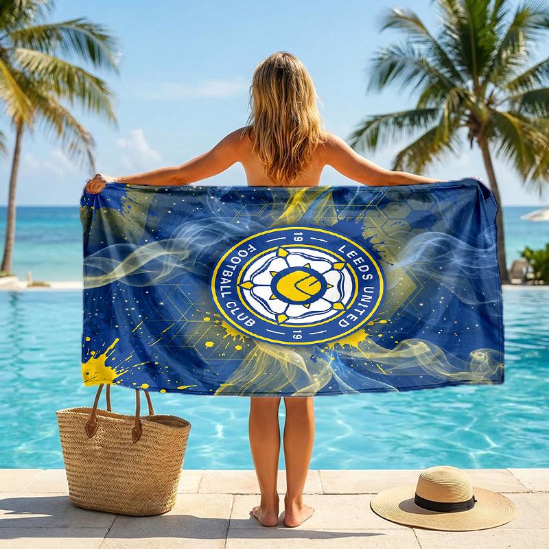 Asciugamano da Spiaggia Leeds United Football Morbido Microfibra Asciugamano Estivo Asciugatura Rapida Assorbente per Spiaggia Piscina Viaggio
