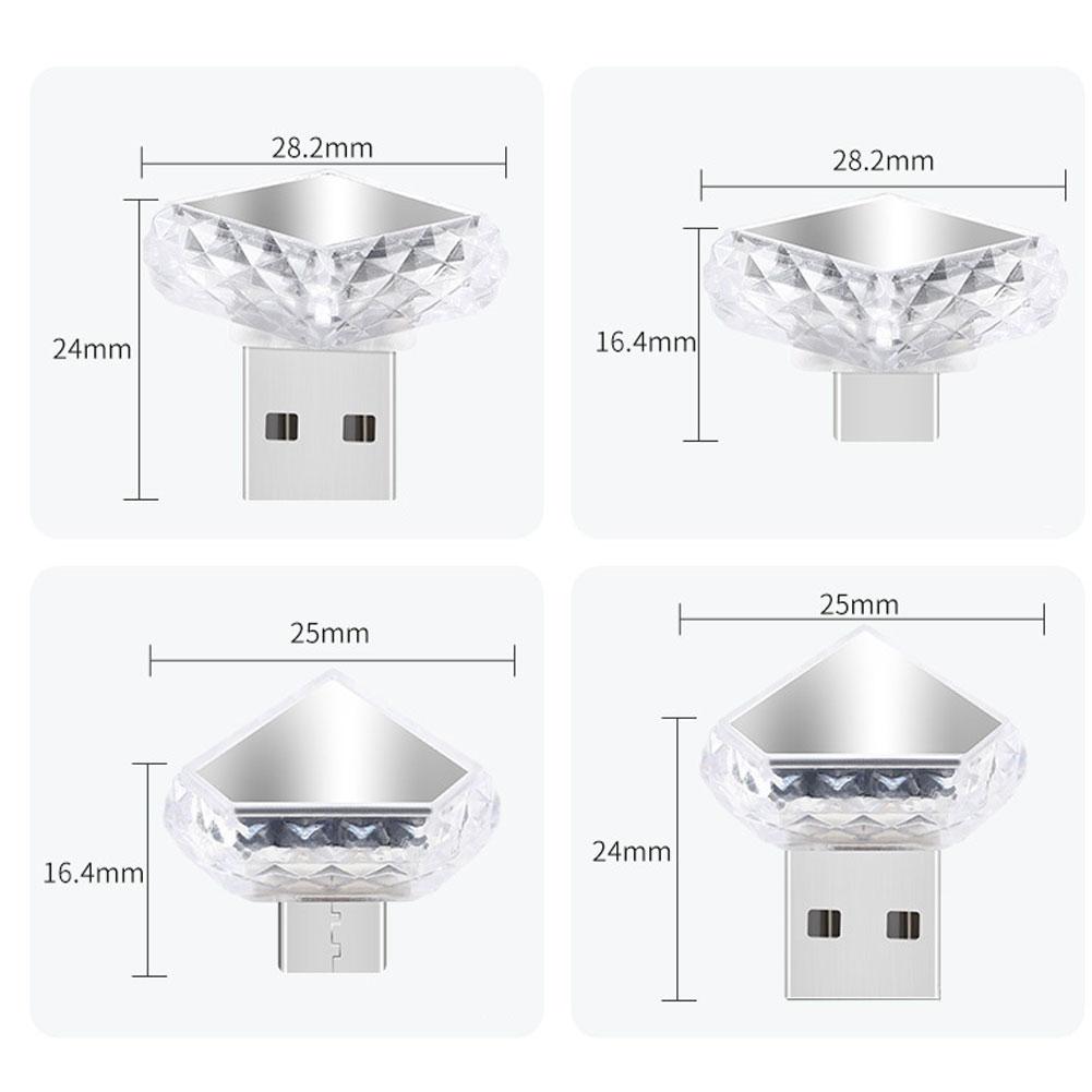 Portable Car Type-C USB Ambient Light Mini LED Decorative Atmosphere Lamps for Car Interior Environment Computer Light Plug Play