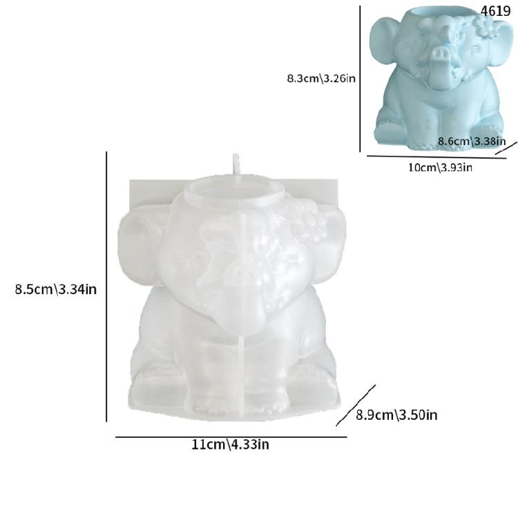 Easy Release Silicone Mold for Elephant Vase Candle Cup Succulent Planter Mould Jewelry Container Making Tool