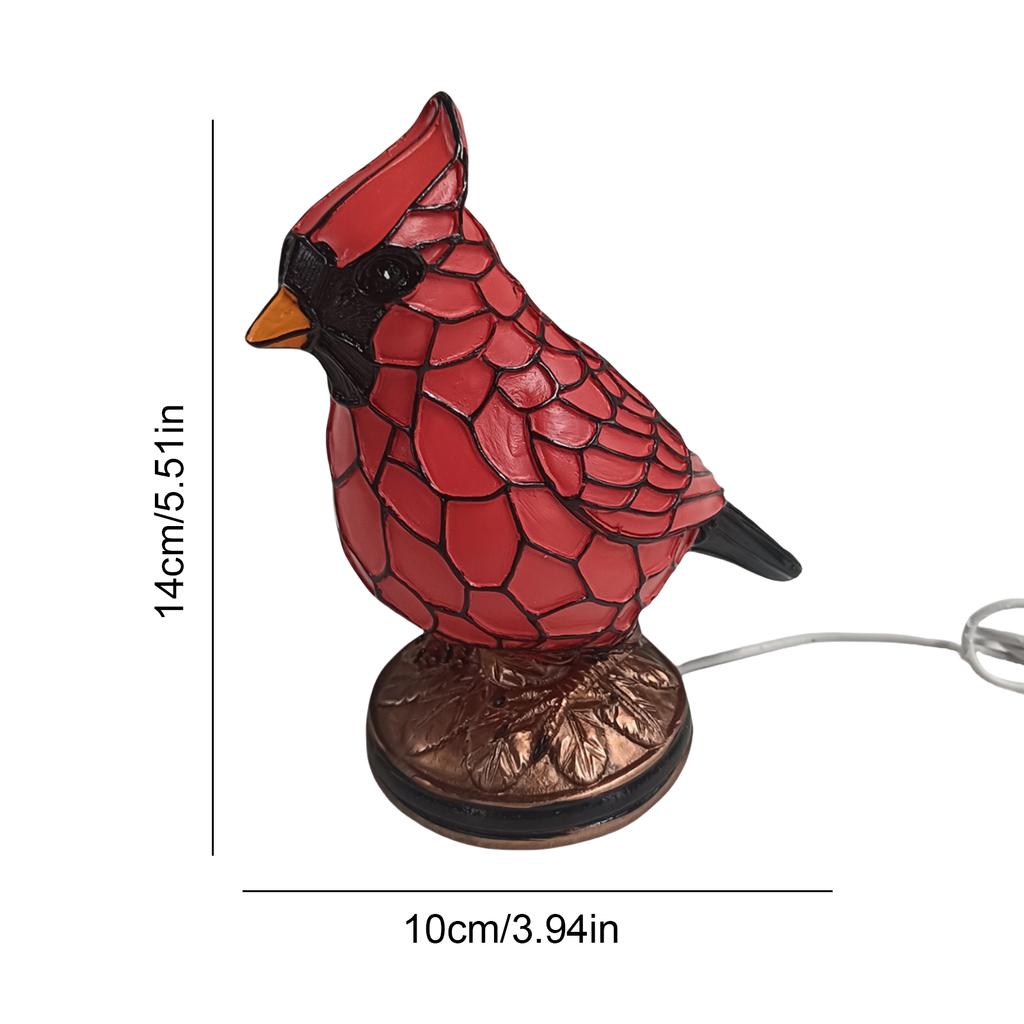 14/17cm Tall Cardinal Lamp Christmas Art Decor Light Red Bird Night Light for Home Decor Resin Red Bird Table Lamp