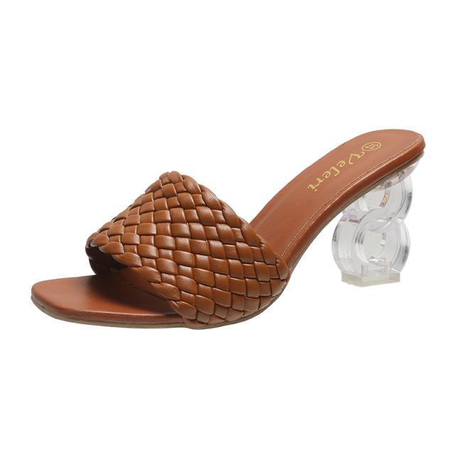 Open Toe Fashion Weave Womens Sandals All Match Roman Shoes Clear Heels Summer Female Luxury Party Zapatos De Mujer Plataforma