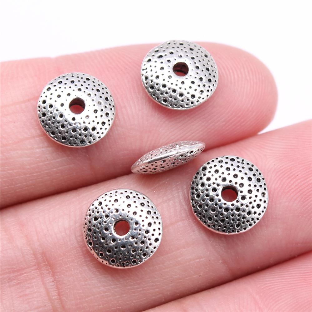 40pcs Antique Silver Color Small Spacer Beads Charm Pendants Jewelry Accessories DIY Small Spacer Beads Charms