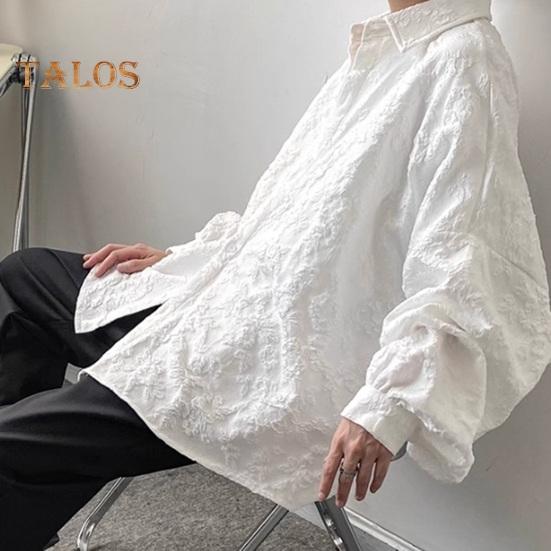 Podzim Jaro Košile Květina Rilievo Zapínání na knoflíky Límec Cardigan Dlouhé rukávy Cardigan Volný Střední délka Tmavý styl Top Denní nošení