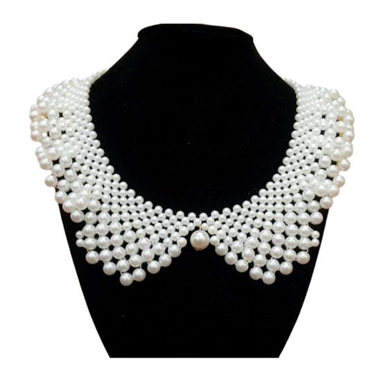 Faux Pearl Fake Collar Women Beaded False Collar Choker Detachable Retro Fake Collar for Sweaters Dresses Dating Wedding