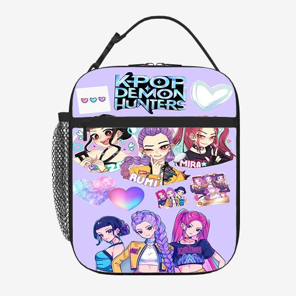 Elementary School Student Card Kpop Demon Hunter Thermal Insulation Bag Portable Outdoor Picnic Bag Children'S Lunch Box Bag Lunch Bag