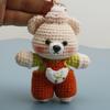 Cute Cherry Bear Keychain For Gifts Knitted Small Bear Doll Crochet Keychain Handmaking Crochet Animal Doll Keyrings Bag Pendant